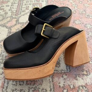 Charlotte Stone Black and Tan Platform Heels